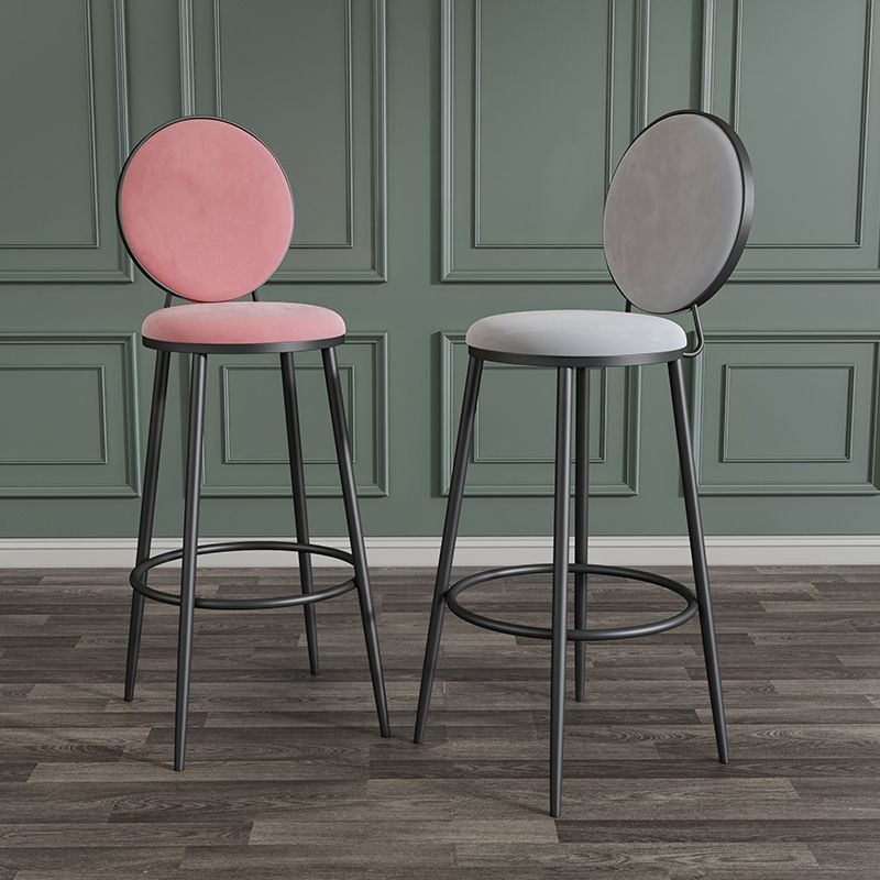 Glam Metal Upholstered Bar Stool Bristol Barstool with Iron Legs and Low Cushion Back