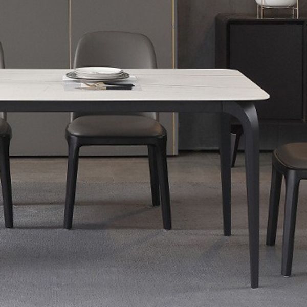 Modern Rectangle Dining Table Stone Top Table with Stainless Steel 4 Legs