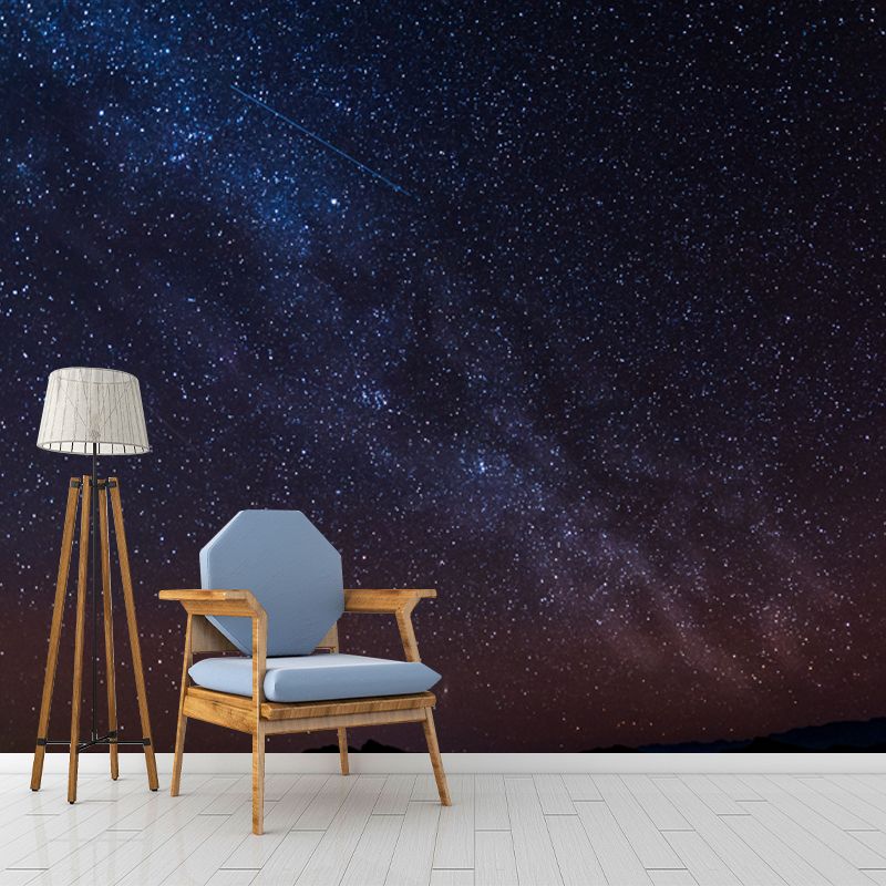 Whole Starry Night Wallpaper Mural Blue Non-Woven Material Wall Covering, Washable, Custom Print