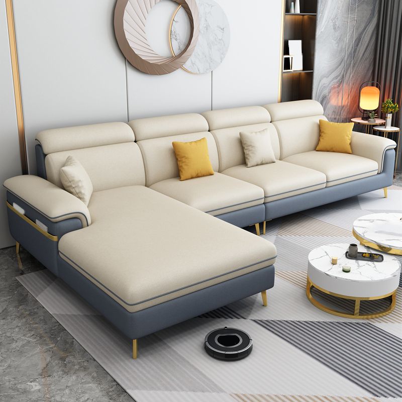 35.4"H Faux Leather Pillow Top Arm Sofa & Chaise for Living Room