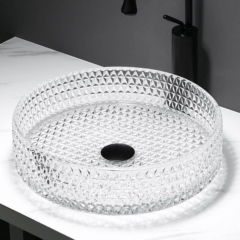 Modern Clear Wash Stand Glass Trough Bathroom Sink for Bathroom