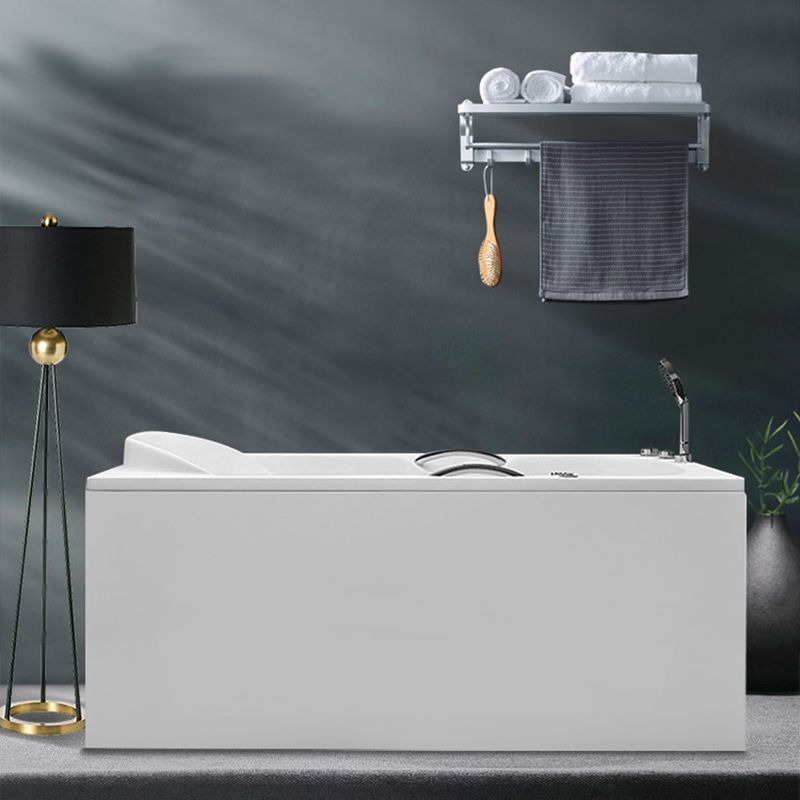 Modern Rectangular White Bathtub Back to Wall with Drain Bath Tub