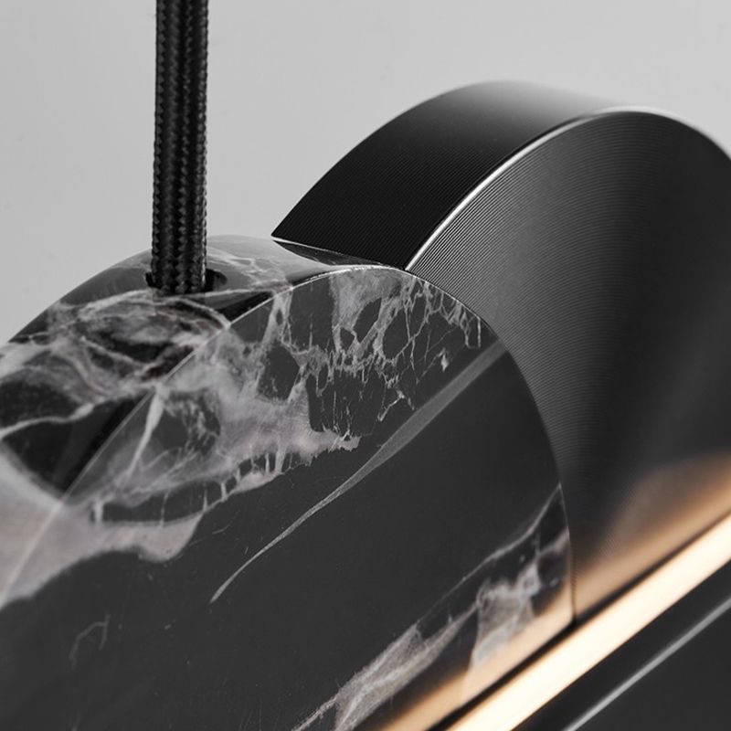 Linear Shape Hanging Island Lights Modern Chandelier Light Fixture in Black