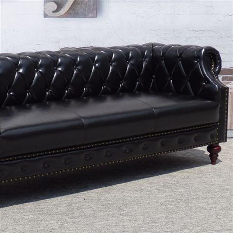 29.13" Wide Tuxedo Arm Sofa Contemporary Genuine Leather Sofa with Tufted Back