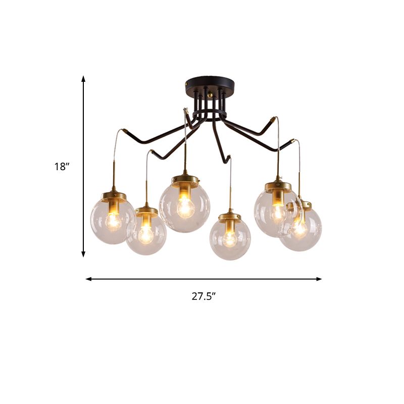 Éclairage de lustre en verre transparent Globe Classic 6/8 lumières Lumières Pendante Éclairage en noir