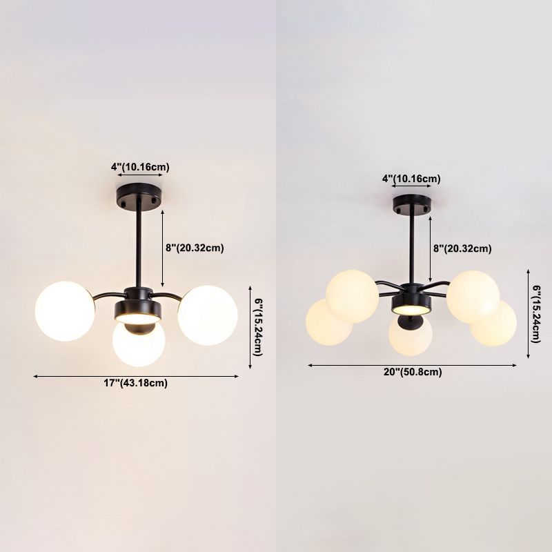 Nordic Spherical Pendant Light White Glass Hanging Light for Living Room