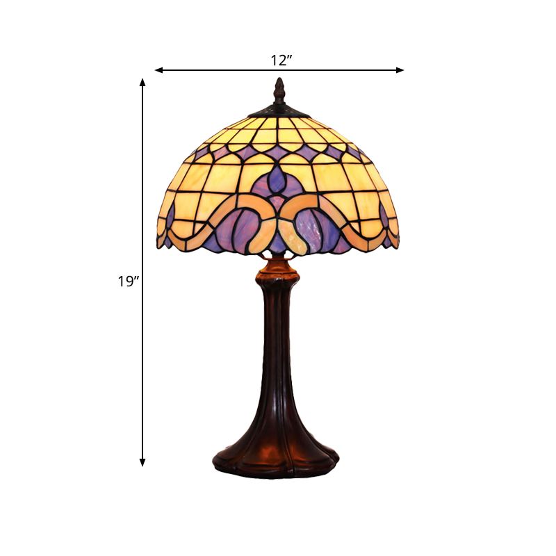 1 Éclairage de table basse Tiffany Tiffany de chambre à coucher avec une teinte vitrail à motifs de grille