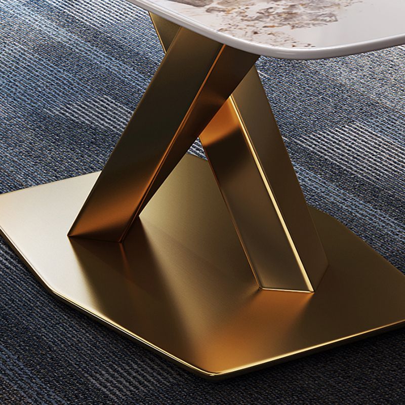 Glam Dining Set 1/2/5/7 Pcs Gold Sintered Stone Top Table with Wingback Side Chairs