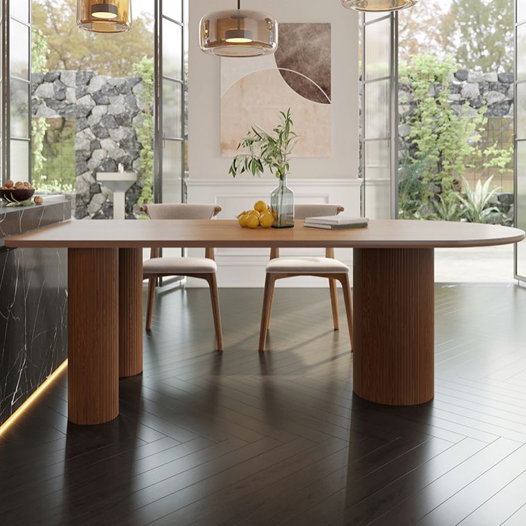 3 Legs Dining Table Modern Style Pine Wood Table for Dining Room