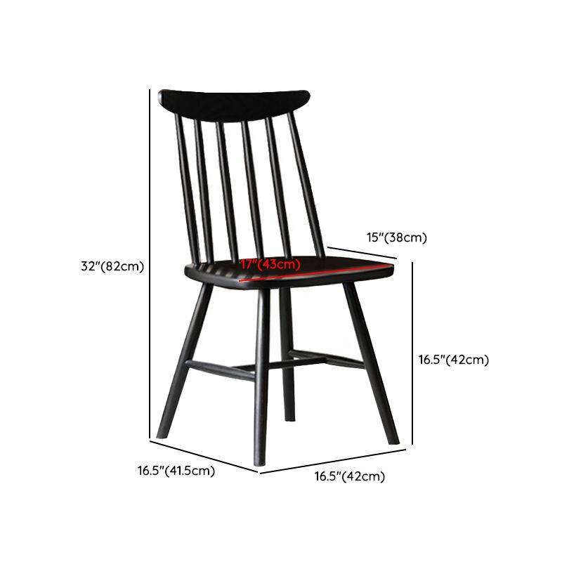 Contemporary Solid Wood Slat Back Dining Room Chair in Black