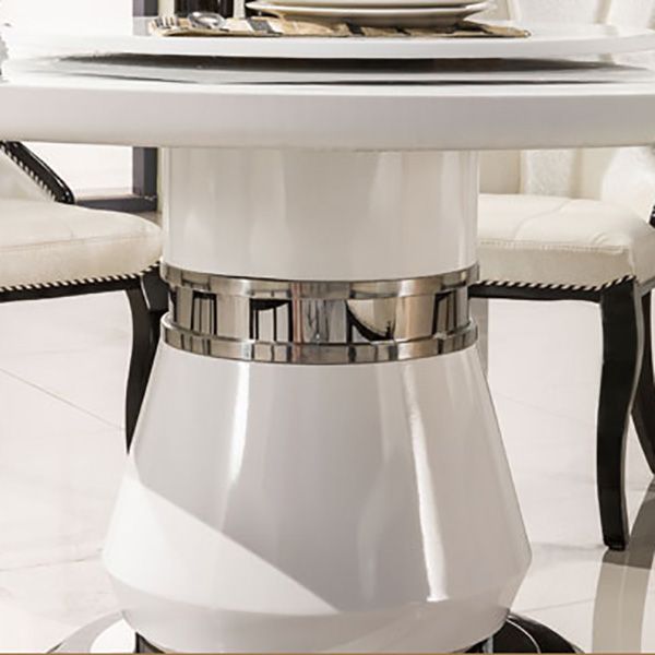 Marble Dining Table Round Pedestal Dining Site Table with Turntable