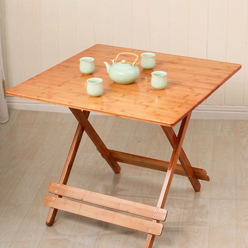 Modern Folding Dining Table Wood Tabletop for Living Room in Brown