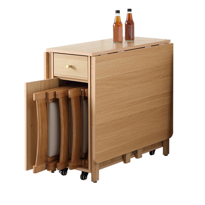 Modern Folding Dining Table Extendable for Small Spaces in Natural
