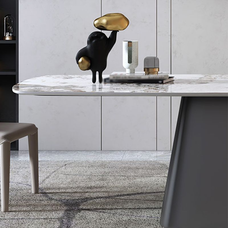 Rectangle Stone Dining Table Contemporary Dining Table with Pedestal Base