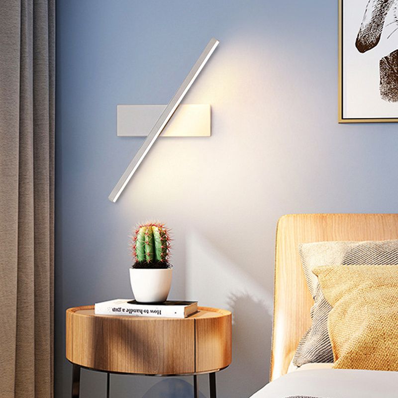 Rotatable Acrylic Linear LED Sconce Light Simplicity Black/White Wall Lighting Fixture, White/Warm Light