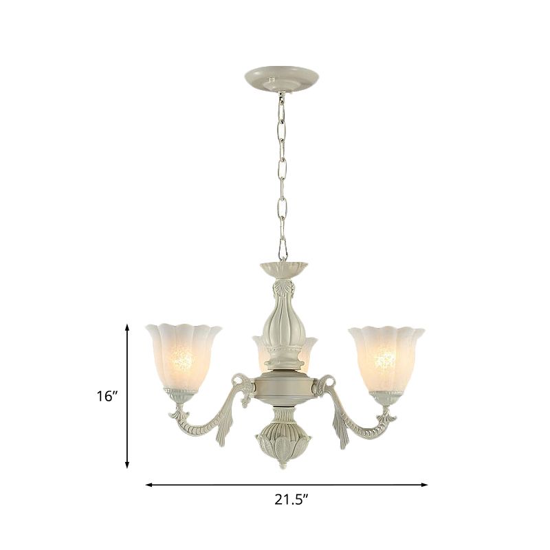 Lampadario a fiore in vetro di latte tradizionale tradizionale 3/5/8 teste sala da pranzo la luce a sospensione in beige
