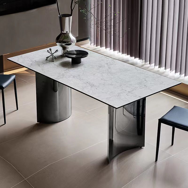 Industrial Dinner Table Stone Rectangle Dining Site Table for Home