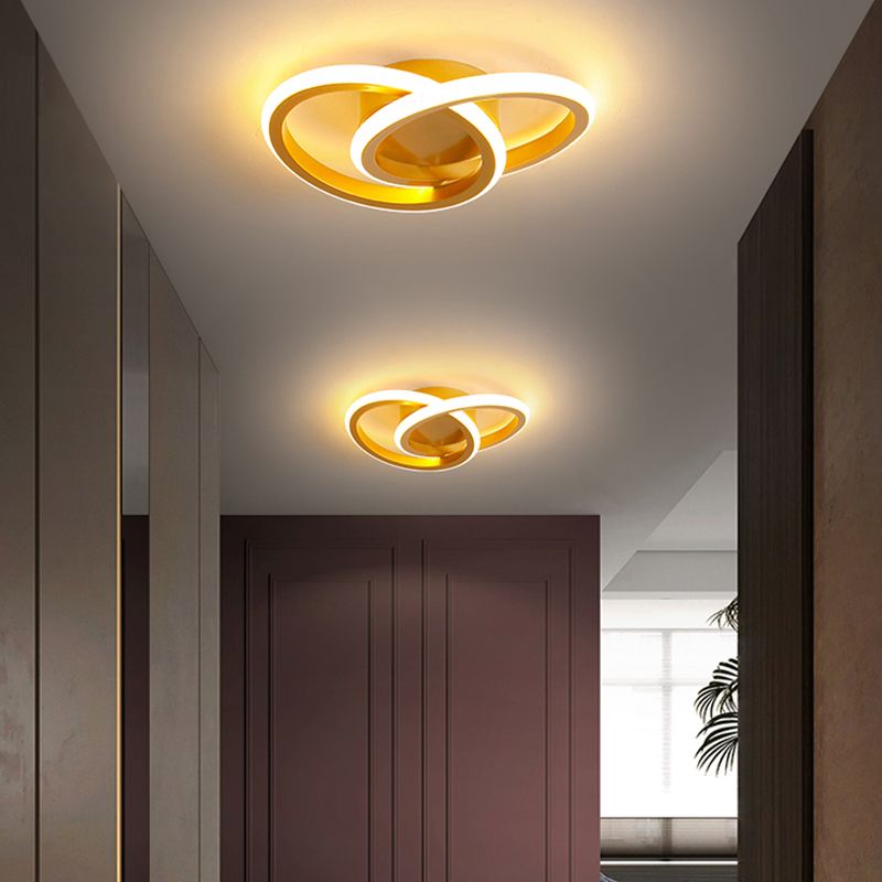Round Shape Metal Flush Mount Light Modern Style 2 Lights Ceiling Mount Light