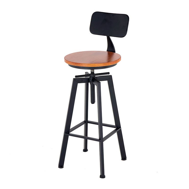 Swivel Solid Wood Bar Stool Adjustable Height Industrial Barstool for Coffee Shop