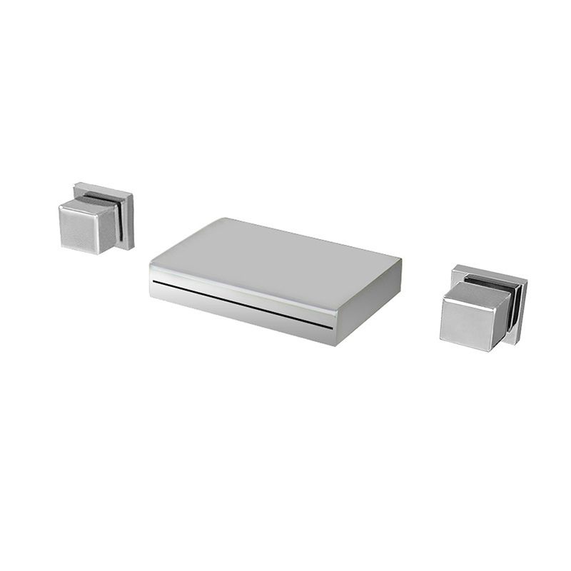 Square 3 Hole Bathroom Faucet 2-Handle Wall Mounted Bathroom Faucet with LED Lighting