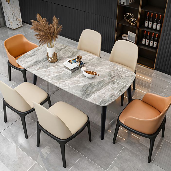 Rectangle Modern Dining Table Four-Color Fixed Table with Sintered Stone