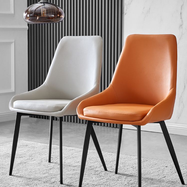 Sillas de comedor de cuero contemporáneas, sillón tapizado con patas de metal para restaurante