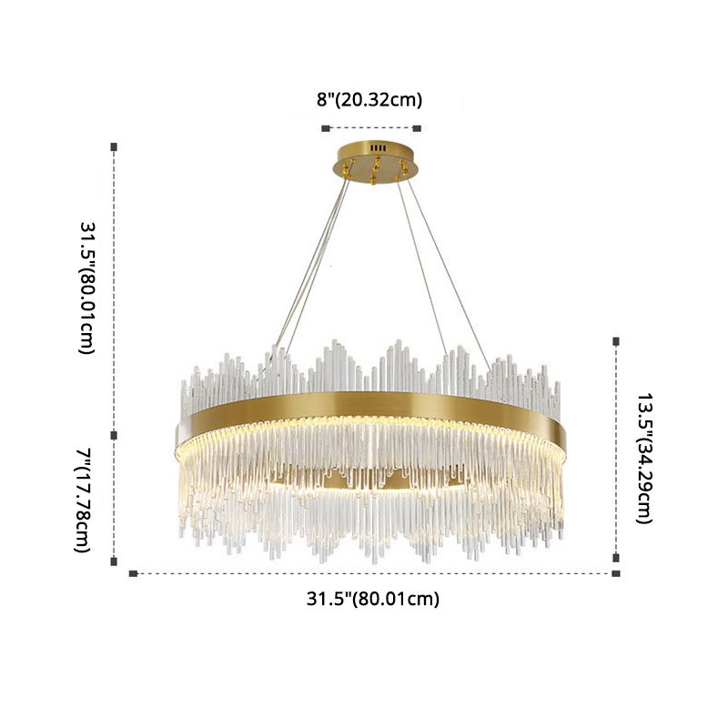 Modern Simplicity Drum Pendant Chandelier Clear Crystal Glass Hanging Light Fixture for Living Room