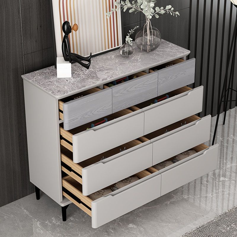 Contemporary Bedroom Chest Wooden Storage Chest in Gray with Drawers