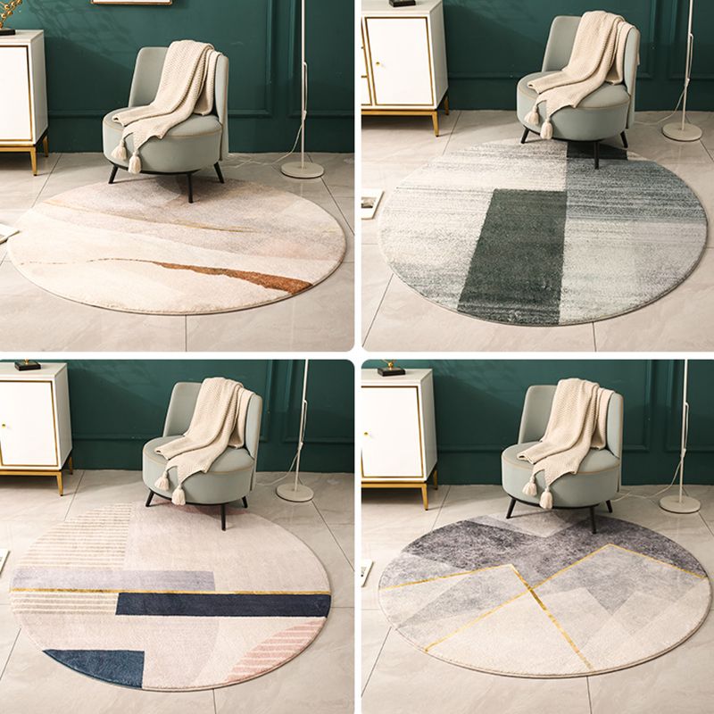 Beige Modern Area Rug Polyester Geometric Print Rug Anti-Slip Washable Rug for Living Room