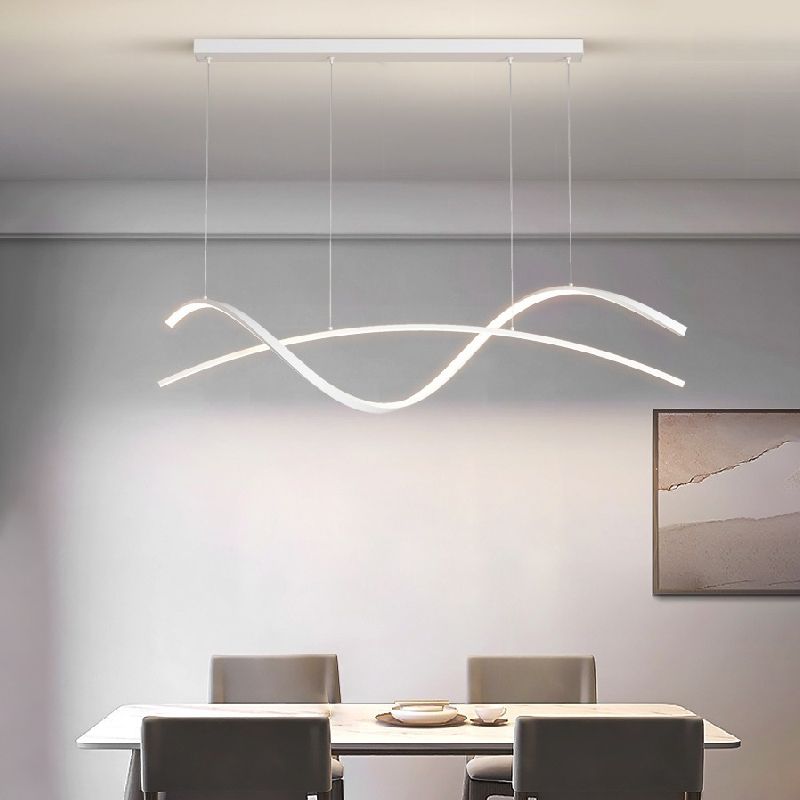 Strip Shape Island Light Modern LED Island Hanging Lamp with Acrylic Shade for Dining Room