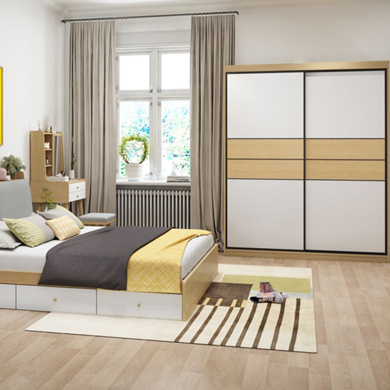 Wooden Wardrobe Armoire with Drawer Modern Wardrobe Closet - 63"L x 23.6"W x 82.9"H