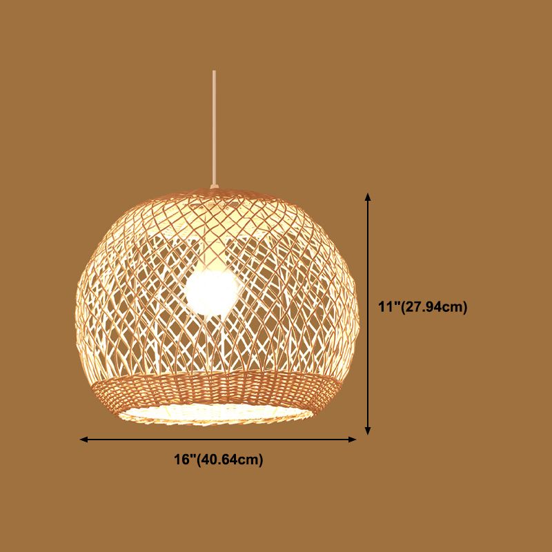 Rattan Round Hanging Light Fixture Asia Style Hanging Pendant Light