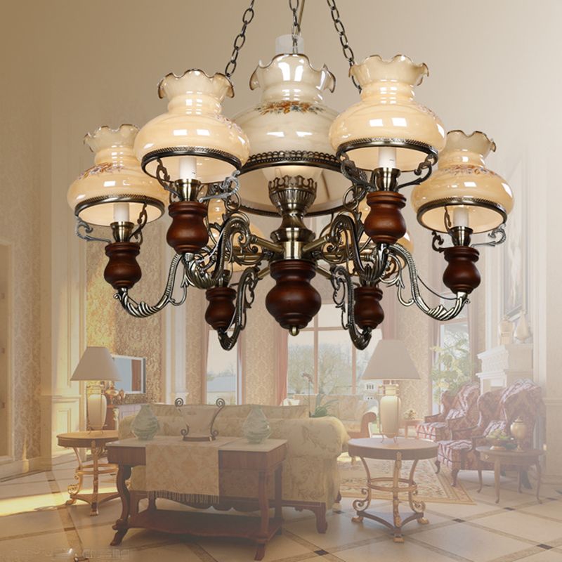 Lámpara de queroseno de vidrio lámpara de suspensión de techo de restaurante estilo náutico