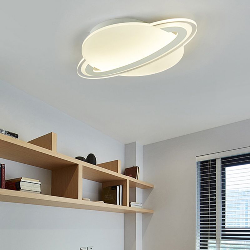 Kids Planet Shaped Flush Mount Acrylic Bedroom LED Ceiling Mounted Light in White
