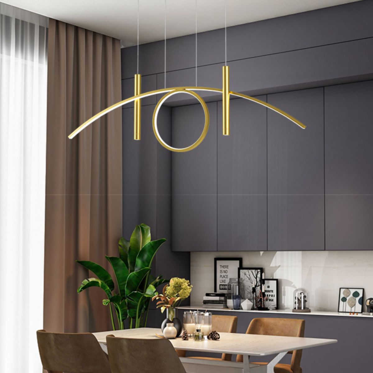 Luce isola a led in ferro battuto in moderna luce a sospensione lineare acrilica per sala da pranzo