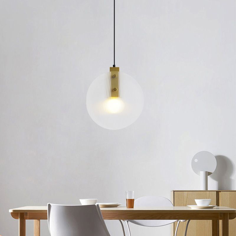 Gold Orb Pendant Lamp Modernist 1 Head Clear Glass Suspension Light for Dining Room