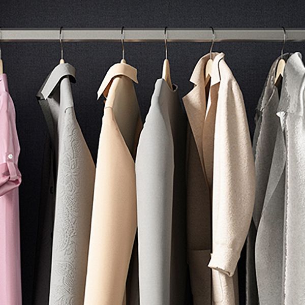 Modern Grey Wardrobe Cabinet Engineered Wood Wardrobe with Garment Rod