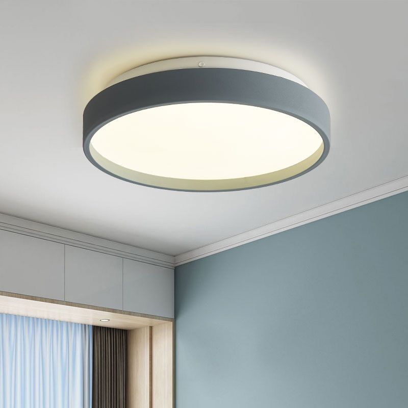 12"/18" Round Flush Light Modern Acrylic 1 Light Flush Mount Ceiling Light in Coffee Bronze/Gold/White for Indoor