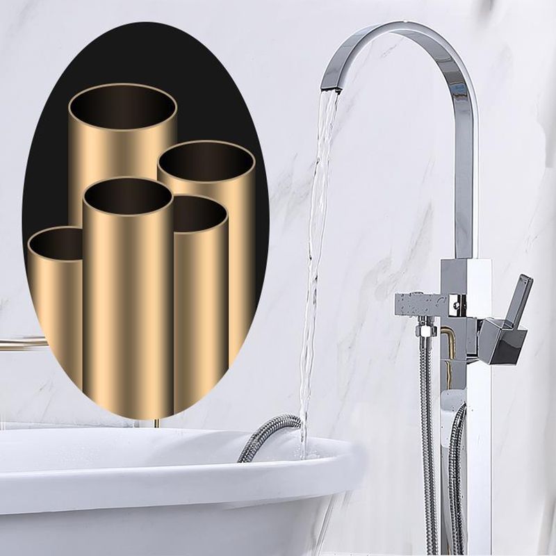 Freestanding Bathtub Faucet Floor Mounted One Lever Handle with Hose