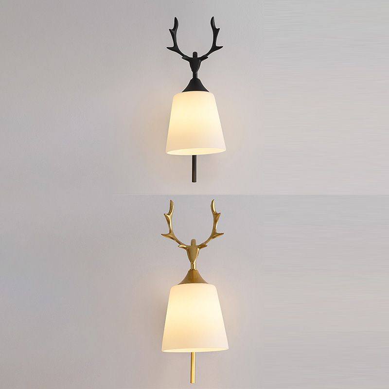 Conical Glass Wall Sconce Lighting Simplicity Style Wall Light Sconce for Bedroom