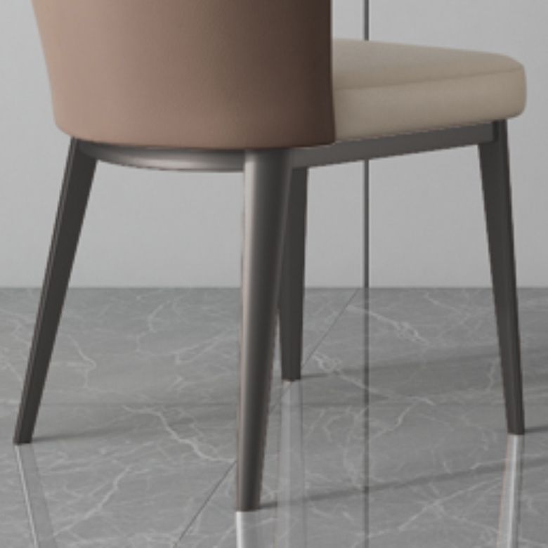 Faux Leather Side Chairs Modern Parsons Armless Chair for Dining Room