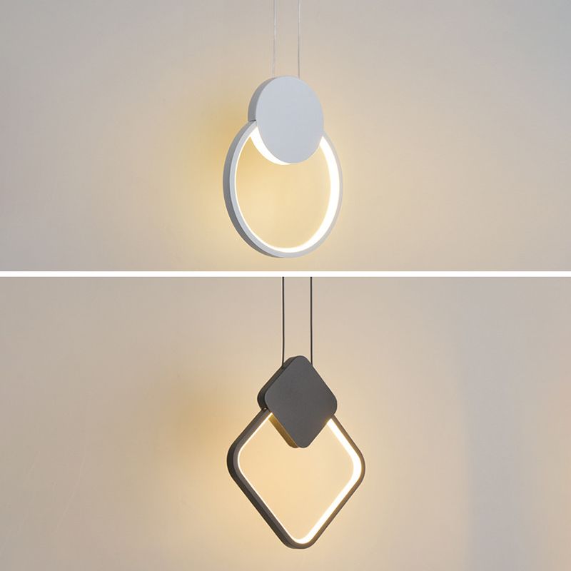 Modern Minimalist Style Cord Hung Hanging Pendant Lights Metal Ceiling Lamp in Black Finish for Bedroom