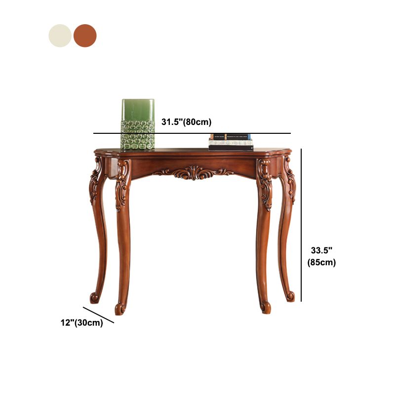 Free Form Wood Console Table with 4 Legs Solid Wood Frame Accent Table for Hall