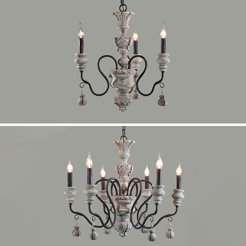 Candle Chandelier Light Fixture Traditional Resin Pendant Lighting for Restaurant
