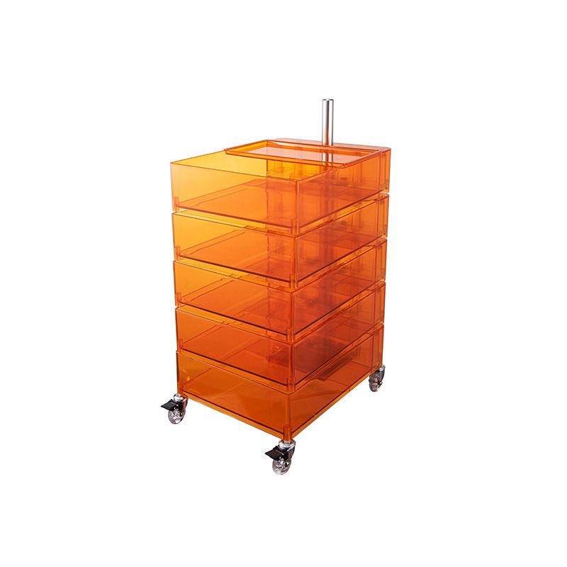 Modern Colored 5 - Drawer Plastic Nightstand Or End Table with Casters