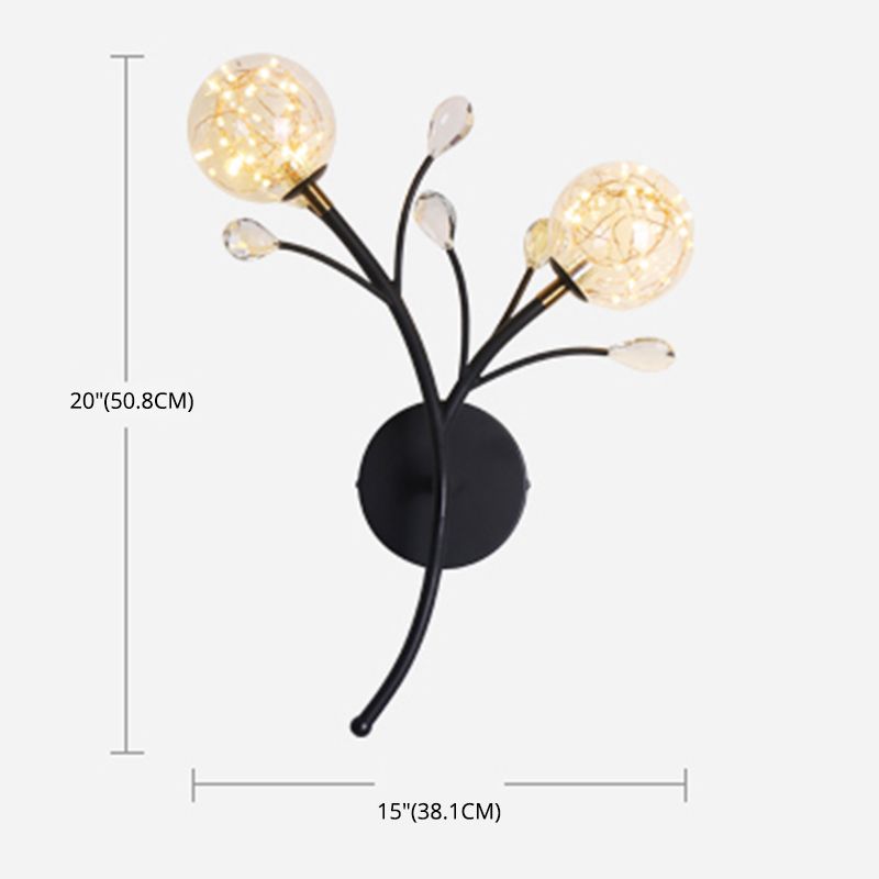 Apliques de pared de pared de doble flores de estilo creativo de metal 2 luces de metal 2 luces