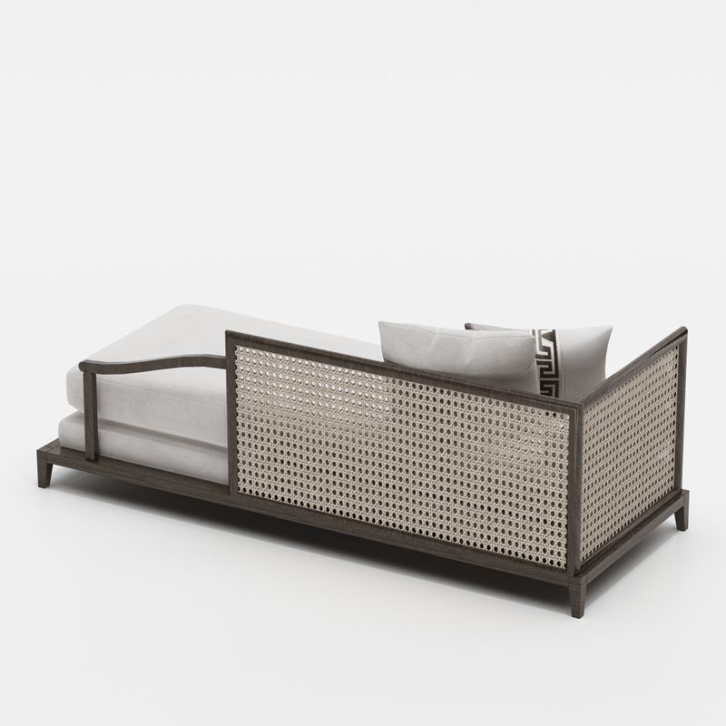 Traditional Living Room Chaise Solid Wood Chaise Lounge with Upholstered