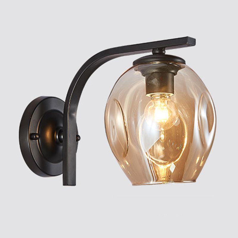 Iron & Glass 1 - Light Wall Sconce in Black / Gold Modernism Wall Lighting Fixture