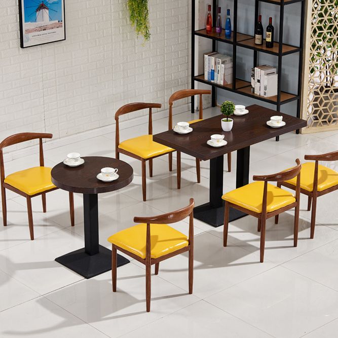 Industrial Wooden Table for Restaurant Dining Table with Pedestal Base in Black