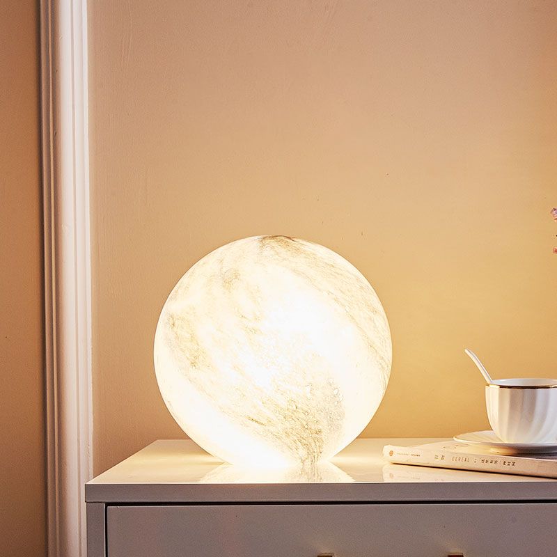 Global Bedroom Night Table Lighting Saturn Glass 1 Light Modernist Nightstand Lamp in Brown